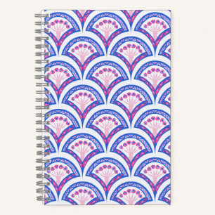 blaues florales Damastmuster Notizblock