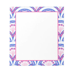 blaues florales Damastmuster Notizblock