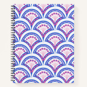 blaues florales Damastmuster Notizblock