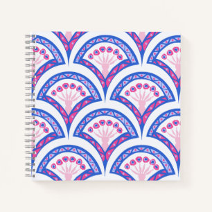 blaues florales Damastmuster Notizblock