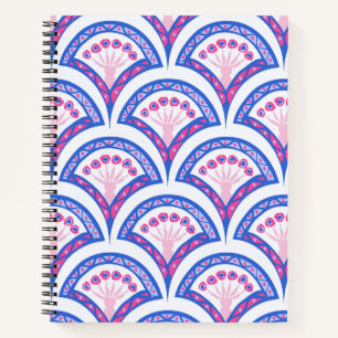 blaues florales Damastmuster Notizblock