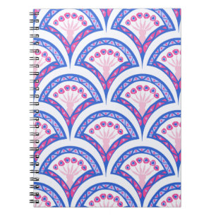 blaues florales Damastmuster Notizblock