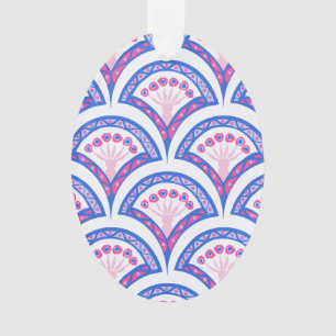 blaues florales Damastmuster Ornament
