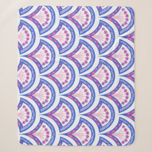 blaues florales Damastmuster  Sherpadecke