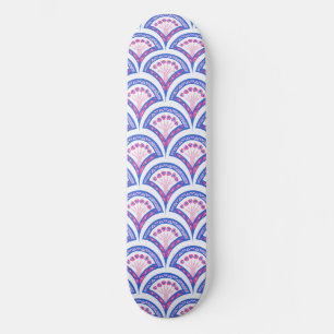 blaues florales Damastmuster Skateboard
