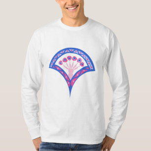 blaues florales Damastmuster T-Shirt