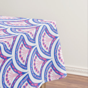 blaues florales Damastmuster Tischdecke