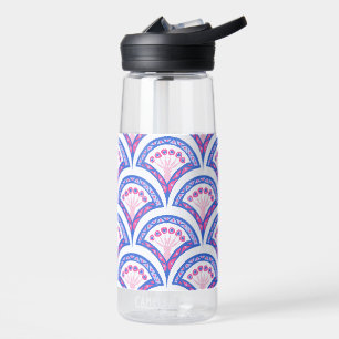 blaues florales Damastmuster Trinkflasche