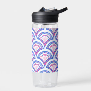 blaues florales Damastmuster Trinkflasche