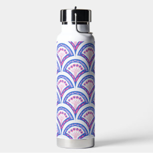 blaues florales Damastmuster Trinkflasche