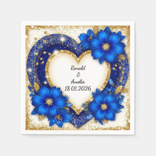 Blaues florales Herzdesign für die Hochzeitsfeier Serviette