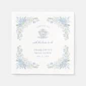 Blaues Florales Hochzeits-Tea-Party Serviette (Vorderseite)