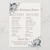 Blaues florales Hochzeitsprogramm und Zeitplan  Programm (Rückseite)