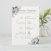 Blaues florales Hochzeitsprogramm und Zeitplan  Programm (Stehend Vorderseite)