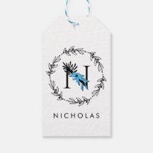 Blaues florales individuelles Monogramm - Buchstab