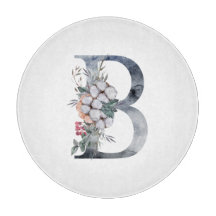 Blaues florales Monogramm Initial B