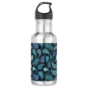 Blaues florales Paisley Retro Edelstahlflasche