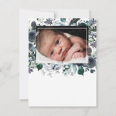 Blaues florales Religious Cross Foto Dankeskarte (Rückseite)