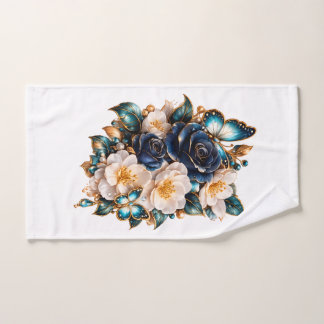 Blaues florales Schmetterlings-Badetuch | Elegante Badhandtuch Set