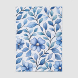 Blaues florales Seidenpapier | Botanisches Geschen
