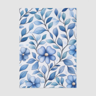 Blaues florales Seidenpapier | Botanisches Geschen