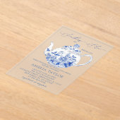 Blaues florales Toile Brautparty klar Acryleinladungen (Ablage )