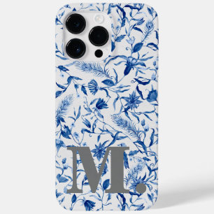 Blaues florales vintage Mädchen-Monogramm Anfangsb Case-Mate iPhone 14 Pro Max Hülle