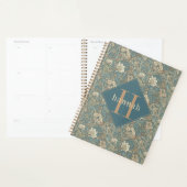 Blaues florales William-Morris-elegantes Monogramm Planer (Anzeige)
