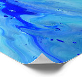 Blaues Fluid Abstrakt Modernes Marmor Swirl Kunst Poster (Ecke)
