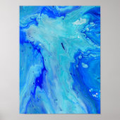 Blaues Fluid Abstrakt Modernes Marmor Swirl Kunst Poster (Vorne)