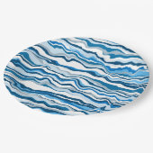 Blaues Fluid Art Marmor Pour Painting Strip Pappteller (Schrägansicht)