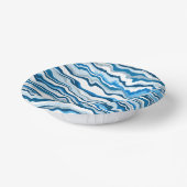 Blaues Fluid Art Marmor Pour Painting Strip Pappteller (Gewinkelt)