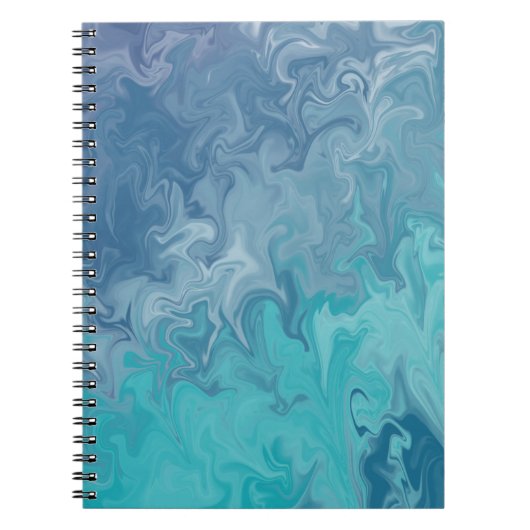 Blaues Flüssiges Marmor Abstractes Muster Notizblock (Vorderseite)