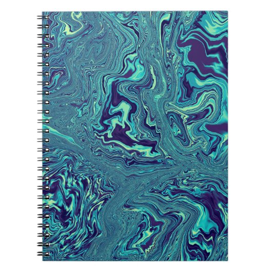 Blaues Flüssiges Marmor Abstractes Muster Notizblock (Vorderseite)