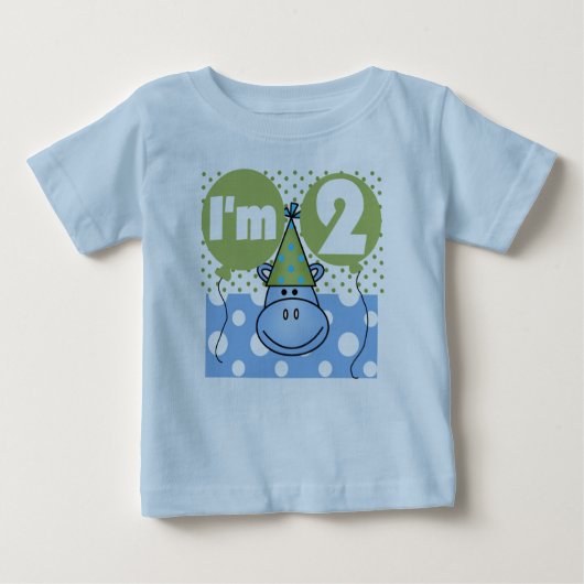 Blaues Flusspferd-2. Geburtstag Baby T-shirt (Vorderseite)