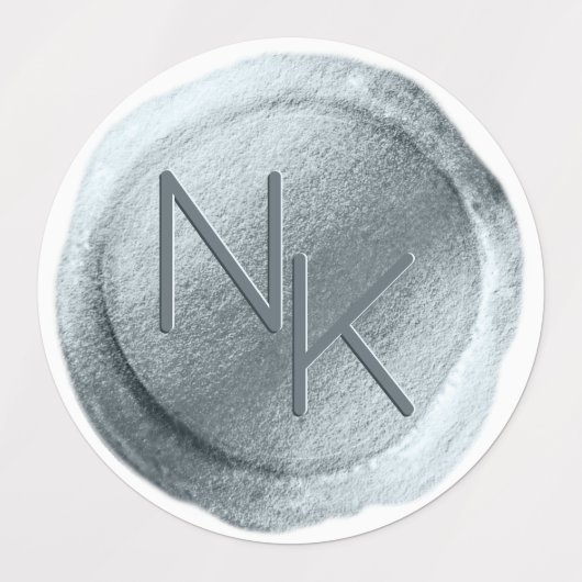 Blaues Foil-Wachs-Siegel-Initials Hochzeitmongramm Etiketten (Design 1)