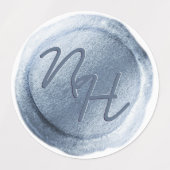 Blaues Foil-Wachs-Siegel-Initials Hochzeitmongramm Etiketten (Design 1)