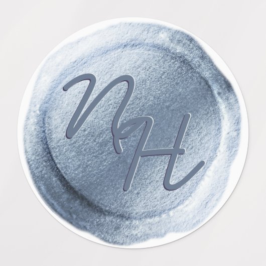 Blaues Foil-Wachs-Siegel-Initials Hochzeitmongramm Etiketten (Design 1)
