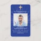 Blaues Foto-Beerdigungskarte Visitenkarte (Vorderseite)