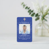 Blaues Foto-Beerdigungskarte Visitenkarte (Stehend Vorderseite)