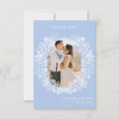 Blaues Foto Dankeskarte (Vorderseite)