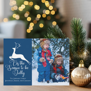 Blaues Foto - die Jahreszeit für Jolly Deh Feiertagskarte