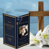 Blaues Foto elegantes Beerdigungsprogramm