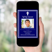 Blaues Foto Erste Heilige Kommune Einladung