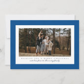 Blaues Foto Feiertagskarte (Vorderseite)