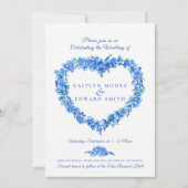 Blaues Foto für eine Hochzeitsfeier ohne Herz Einladung (Vorderseite)