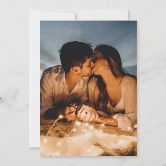 Blaues Foto für eine Hochzeitsfeier ohne Herz Einladung (Rückseite)