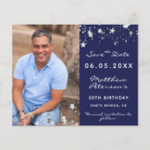 Blaues Foto für Geburtstage Save the Date Flyer (Vorne)