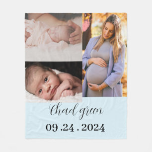 Blaues Foto für Neugeborene Fleecedecke
