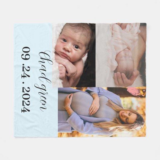 Blaues Foto für Neugeborene Fleecedecke (Vorderseite (Horizontal))